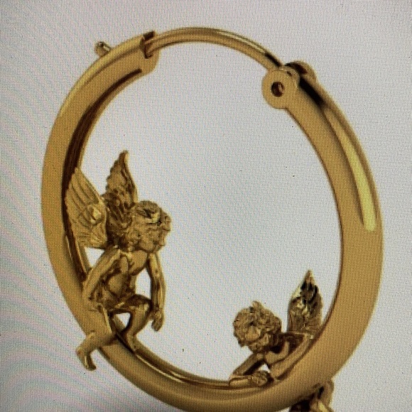I see Angels on the moon hoops earrings 14 gold - Picture 2 of 12
